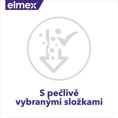 Logo zubní pasty elmex s nápisem „S pečlivě vybranými složkami“