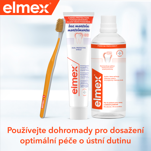 Režim elmex Caries- Menthol Free- zubní pasta, ústní voda, zubní kartáček